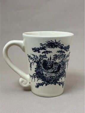 California Pantry 2002 Blue Toile Rooster Coffee Mug French Country Ceramic 12 o